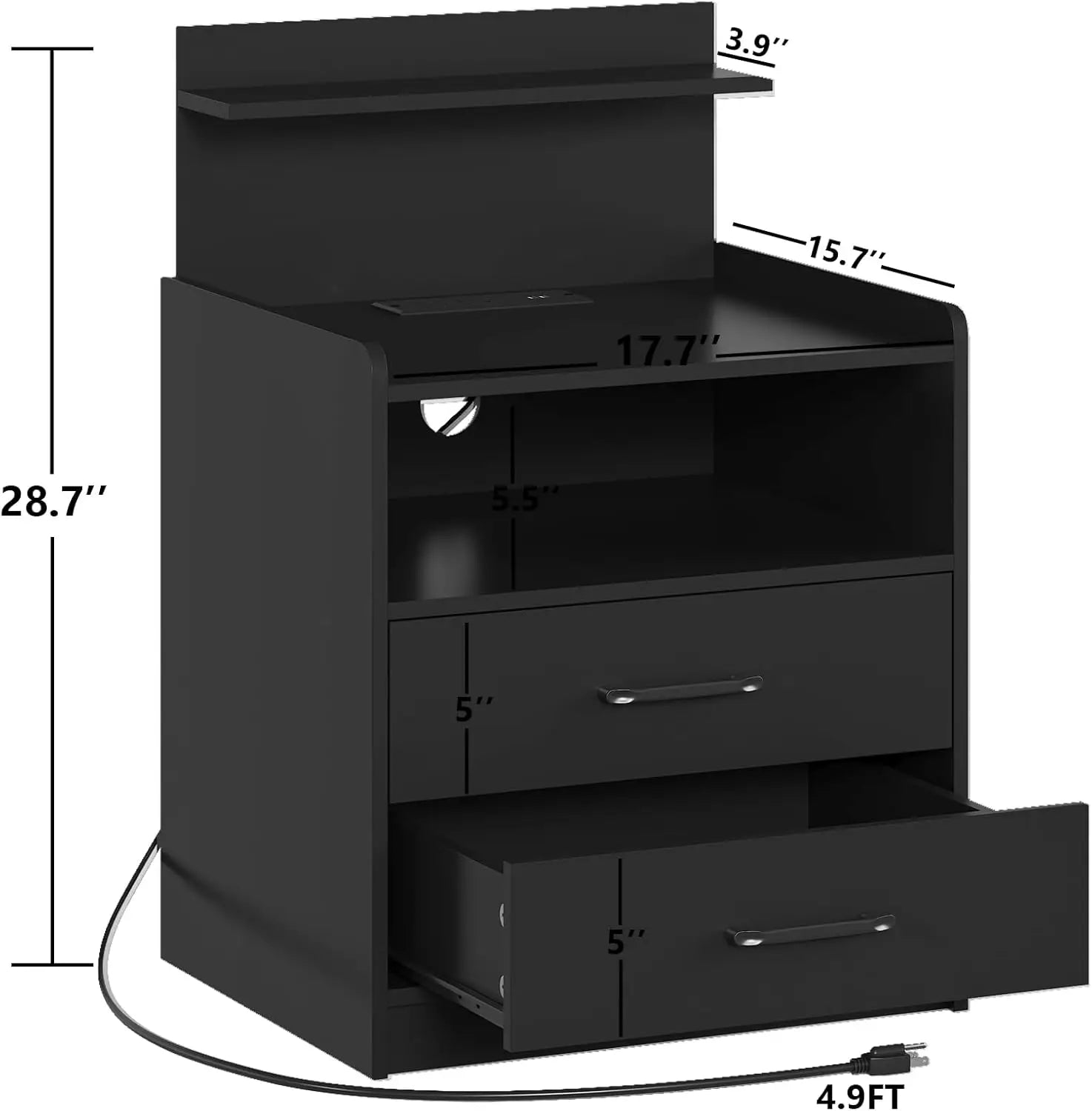 Modern LED Nightstand with Charging Station