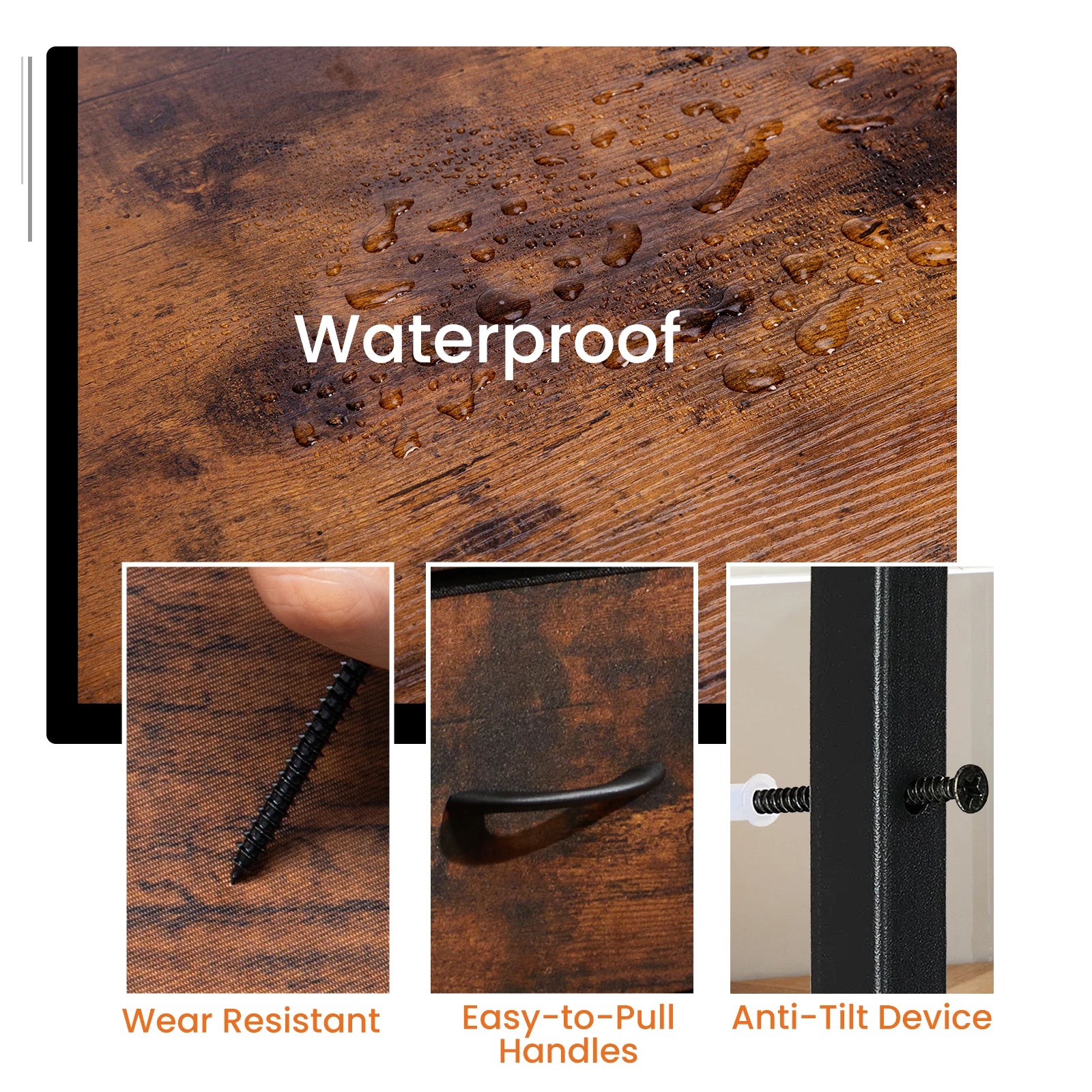 Fabric Drawer Storage Nightstand Cabinet