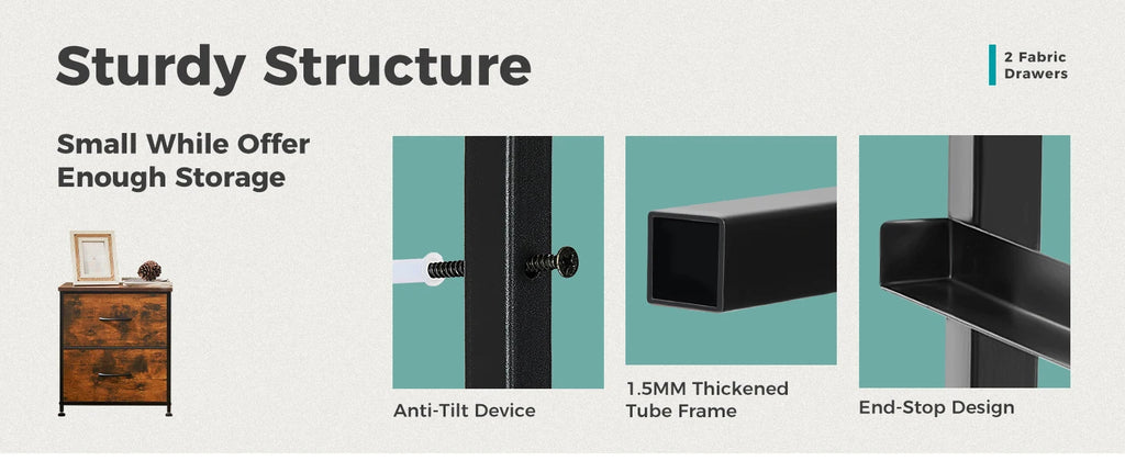 Fabric Drawer Storage Nightstand Cabinet