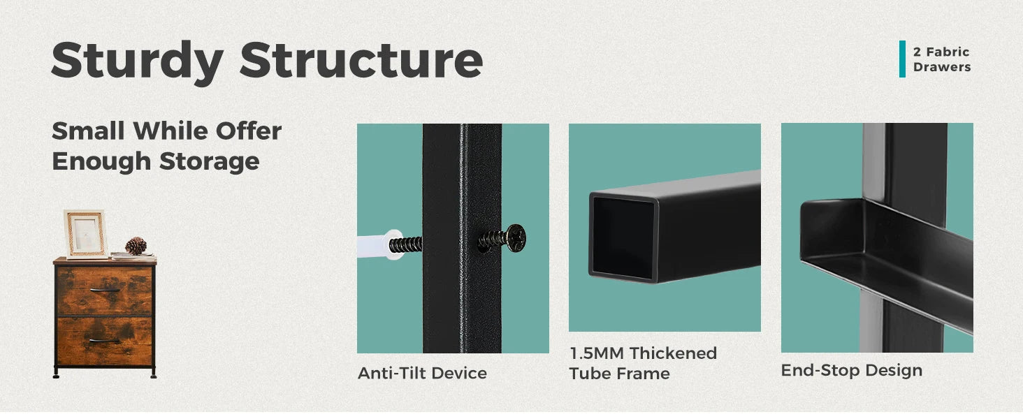 Fabric Drawer Storage Nightstand Cabinet