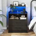 Modern LED Nightstand with Charging Station