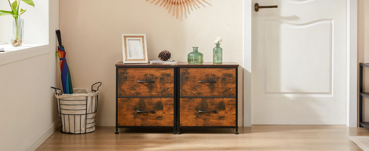 Fabric Drawer Storage Nightstand Cabinet