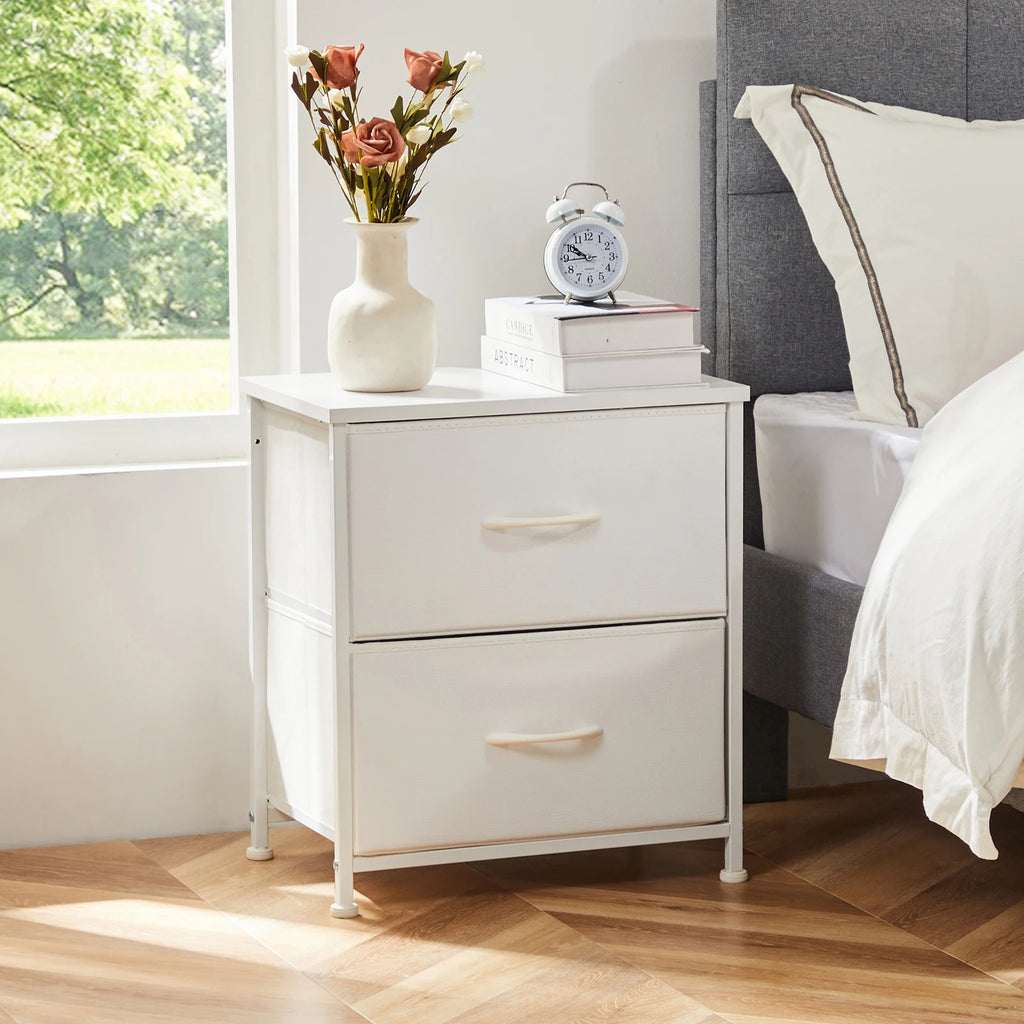 Fabric Drawer Storage Nightstand Cabinet