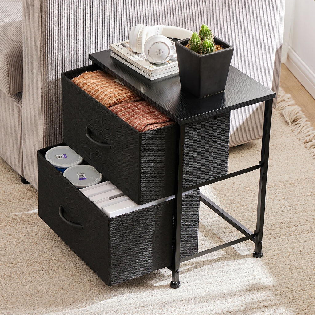 Fabric Drawer Storage Nightstand Cabinet