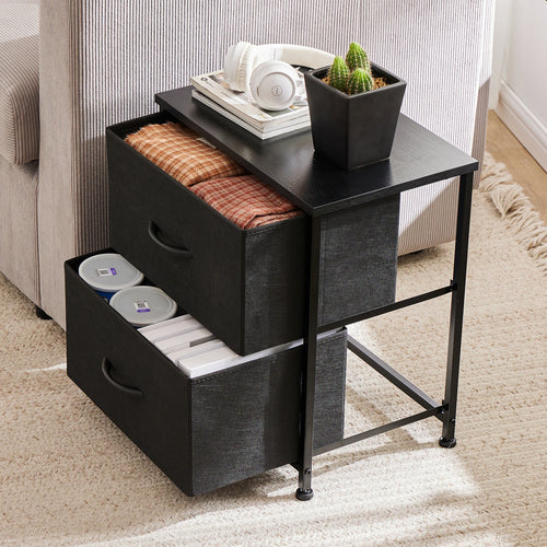 Fabric Drawer Storage Nightstand Cabinet