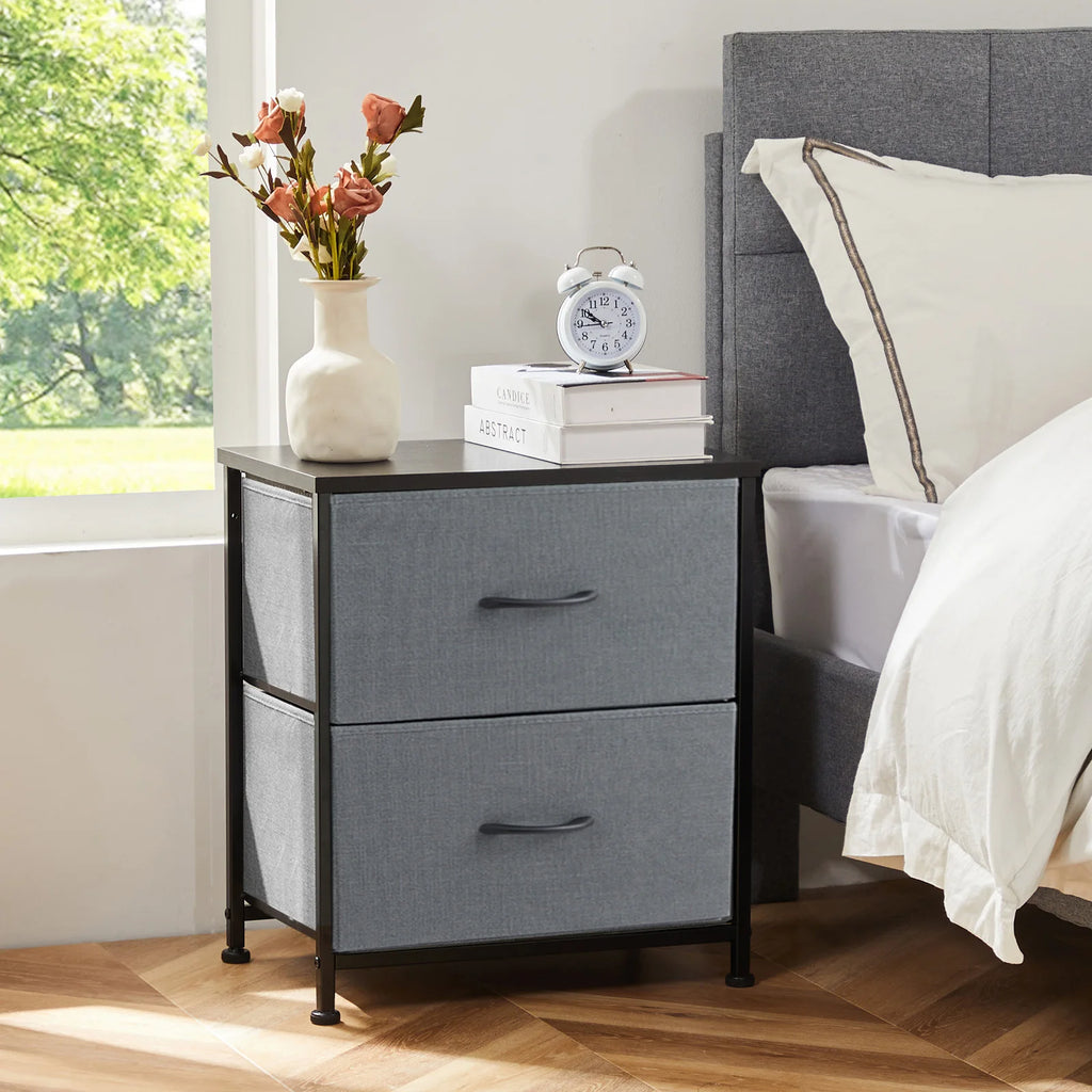 Fabric Drawer Storage Nightstand Cabinet