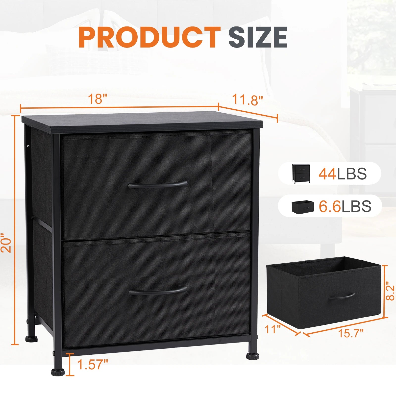 Fabric Drawer Storage Nightstand Cabinet