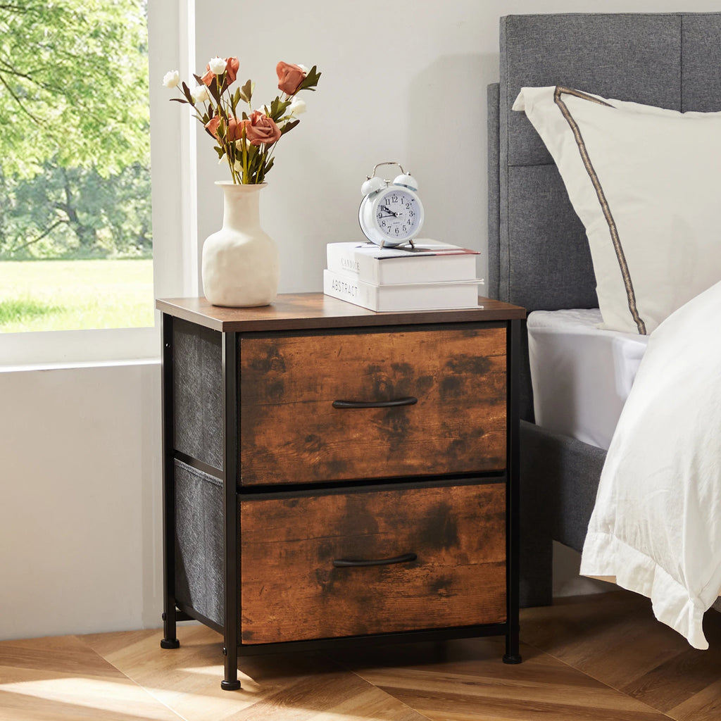 Fabric Drawer Storage Nightstand Cabinet
