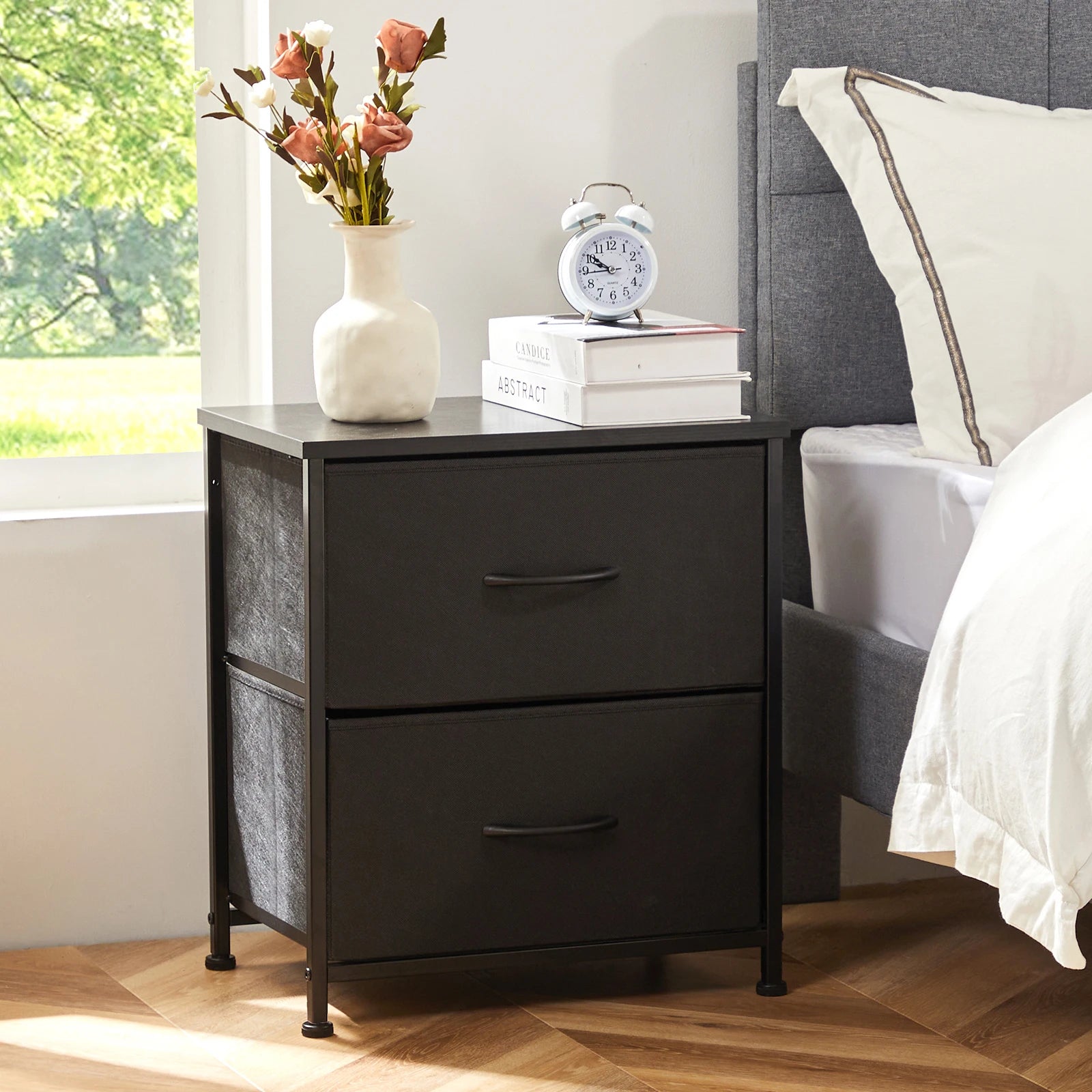Fabric Drawer Storage Nightstand Cabinet