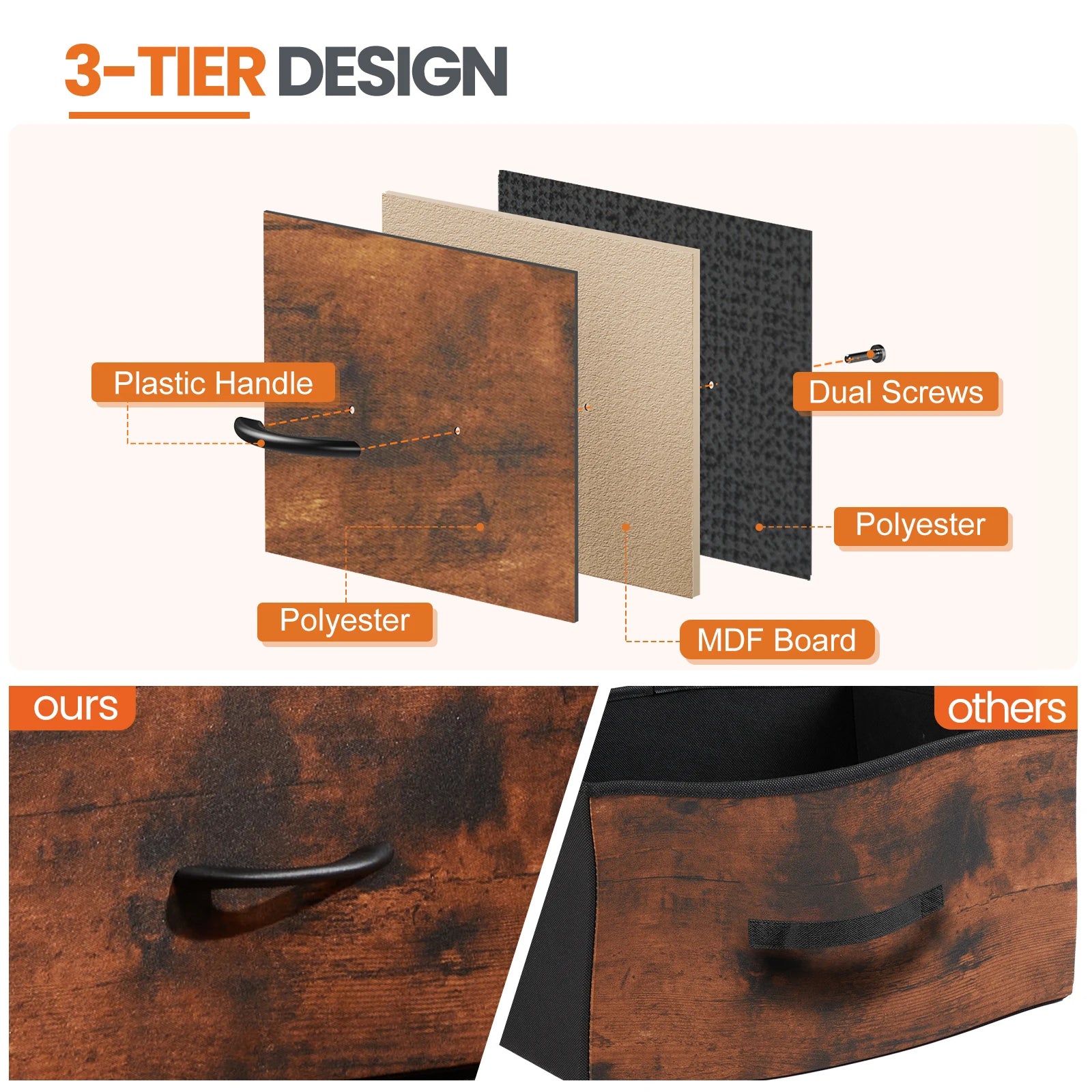 Fabric Drawer Storage Nightstand Cabinet